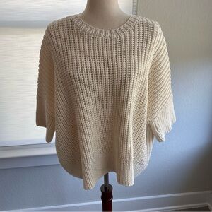 Michael Kors Collection Yarn Knit Short Sleeve Oversized Sweater Designer New